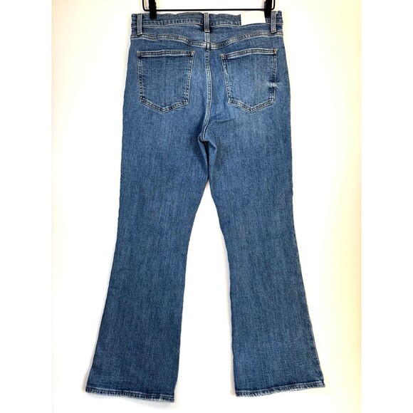 Pistola Jeans Womens 31 Blue Bootcut Flare Stretch Mid Rise Denim Raw Hem - Picture 3 of 16